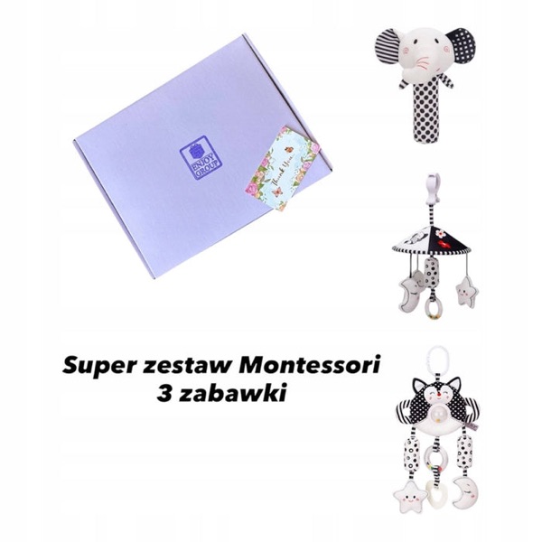 Zestaw Black&White – 3 zabawki kontrastowe dla niemowlaka 0+ na prezent