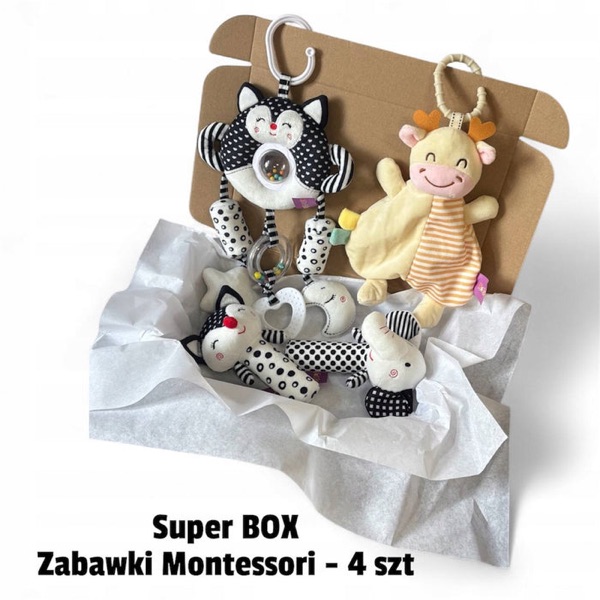 Zestaw Black&White – 4 zabawki kontrastowe dla niemowląt 0+ na prezent