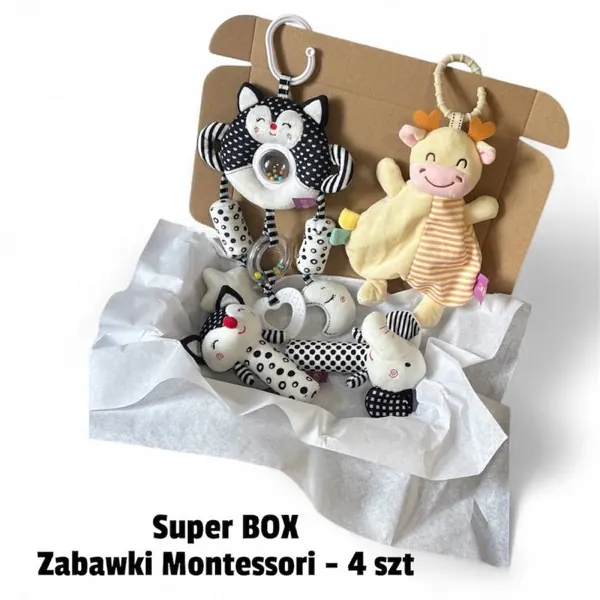 Zestaw Black&White – 4 zabawki kontrastowe dla niemowląt 0+ na prezent