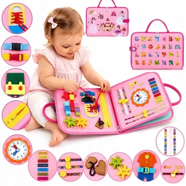 Tablica manipulacyjna sensoryczna książka montessori plecak dla dzieci