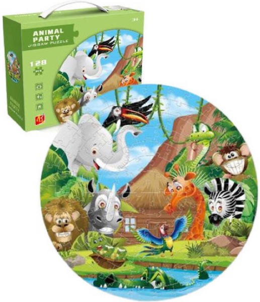 Puzzle 128 elementów Animal Party – kolorowa układanka dla dzieci na prezent